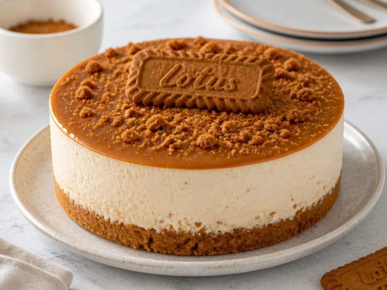 biscoff cheesecake designs — minimal single-biscuit statement