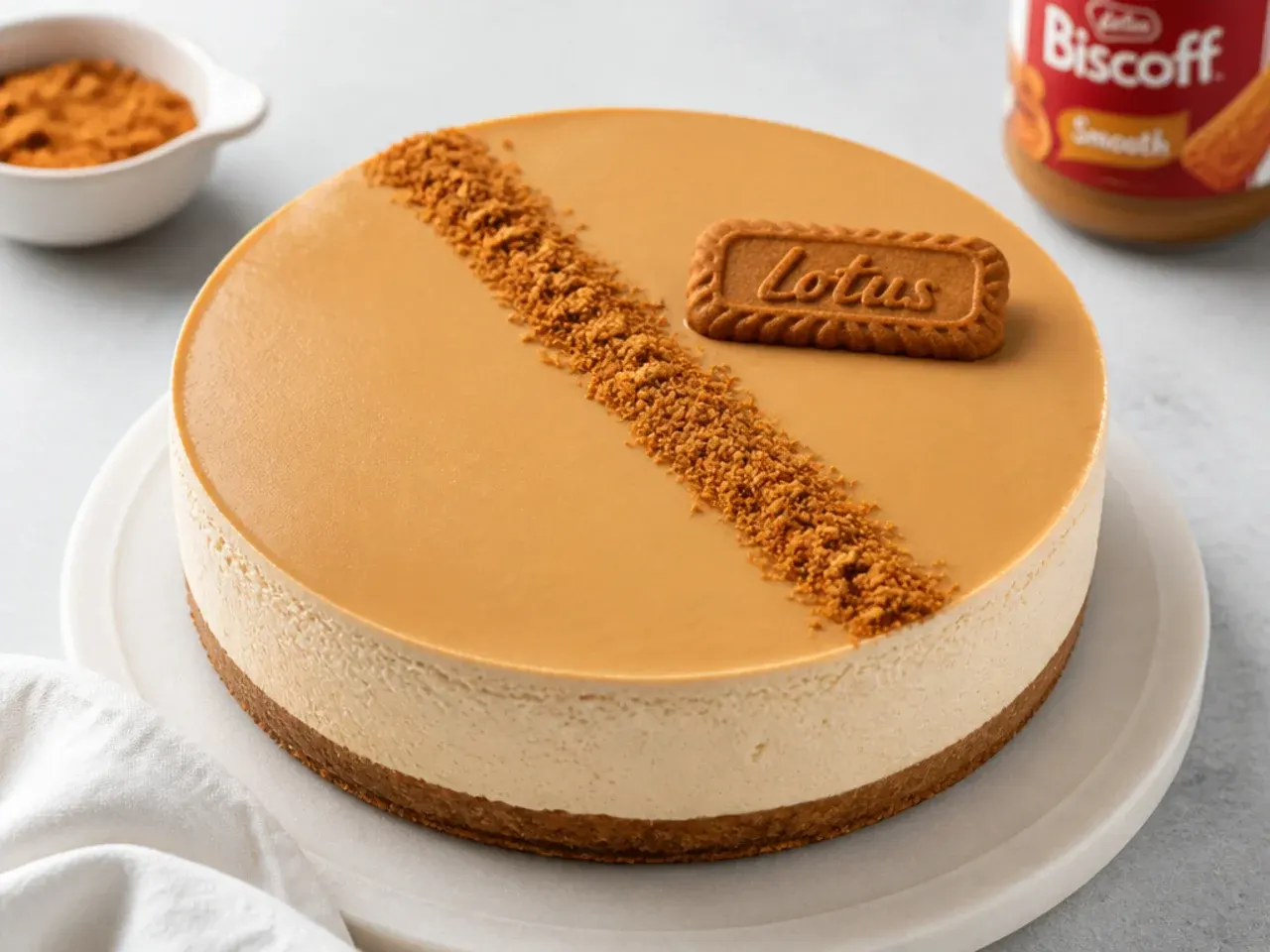 biscoff cheesecake designs — minimal diagonal crumb line