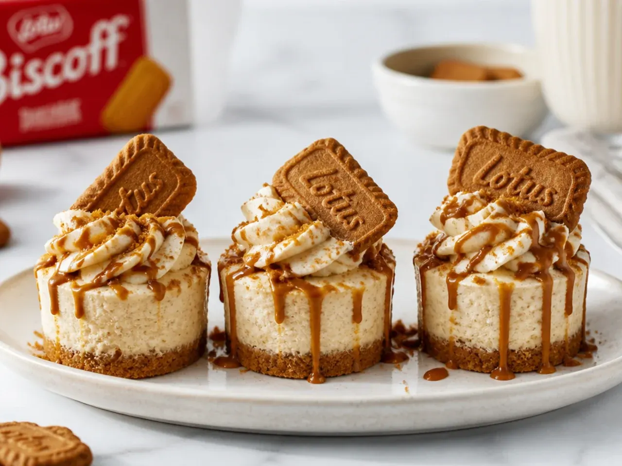 biscoff cheesecake designs — charming mini-cheesecake trio match