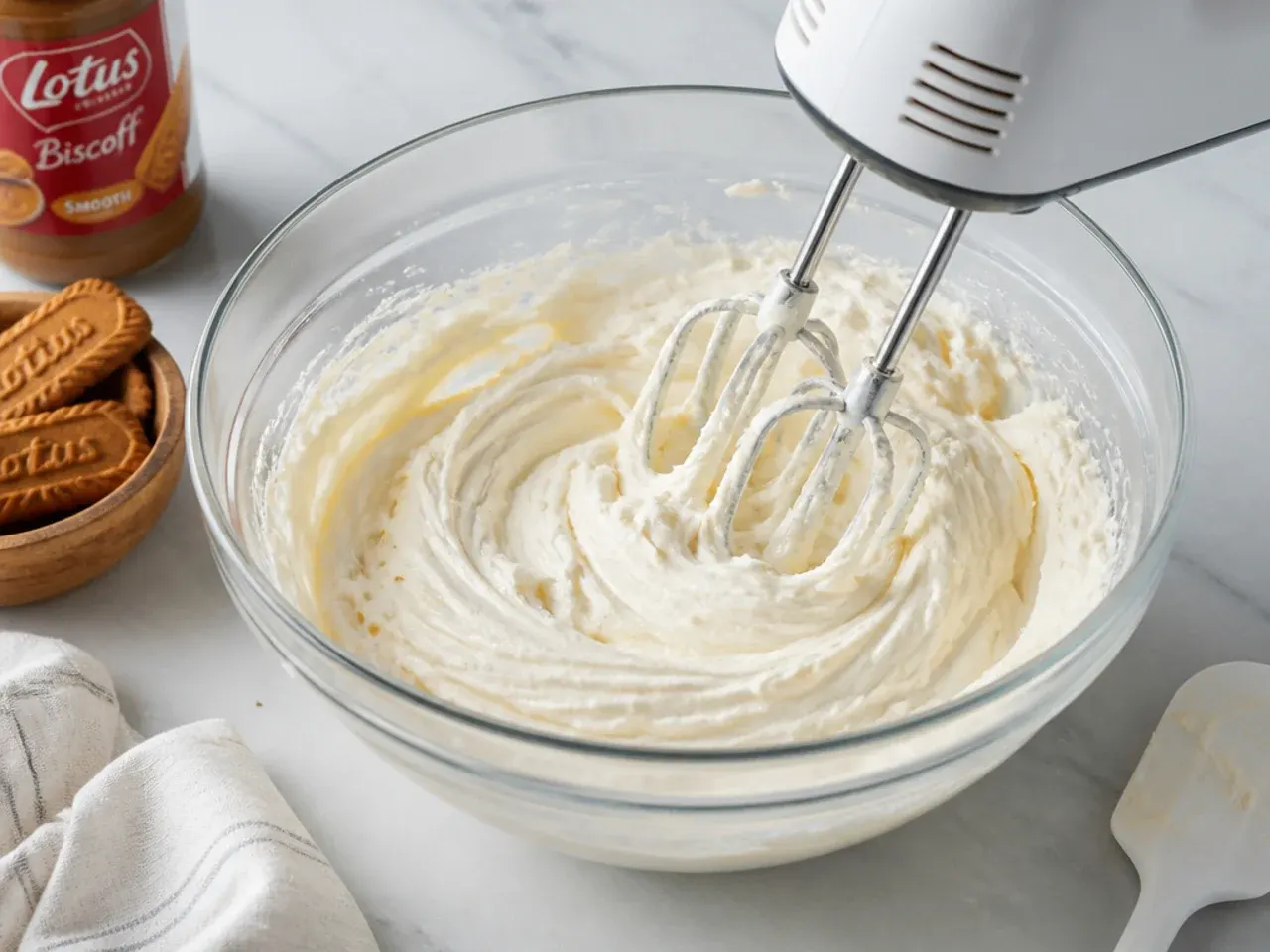 biscoff cheesecake dip — step 2: beat the cream cheese
