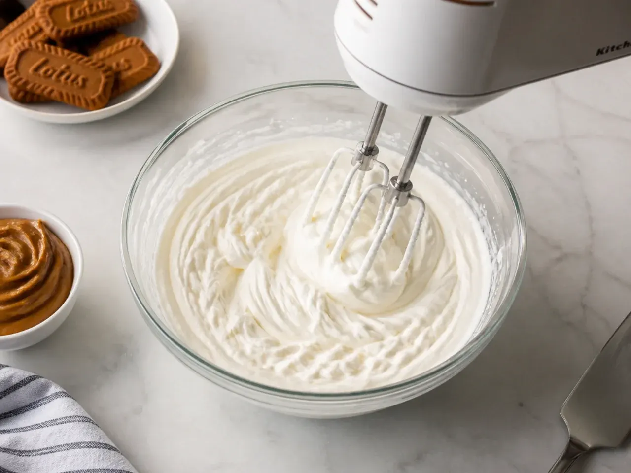 biscoff cheesecake dip — step 4: whip the cream