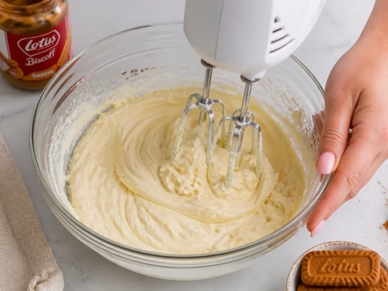 biscoff cheesecake for parties — step 2: beat the cream cheese mixture