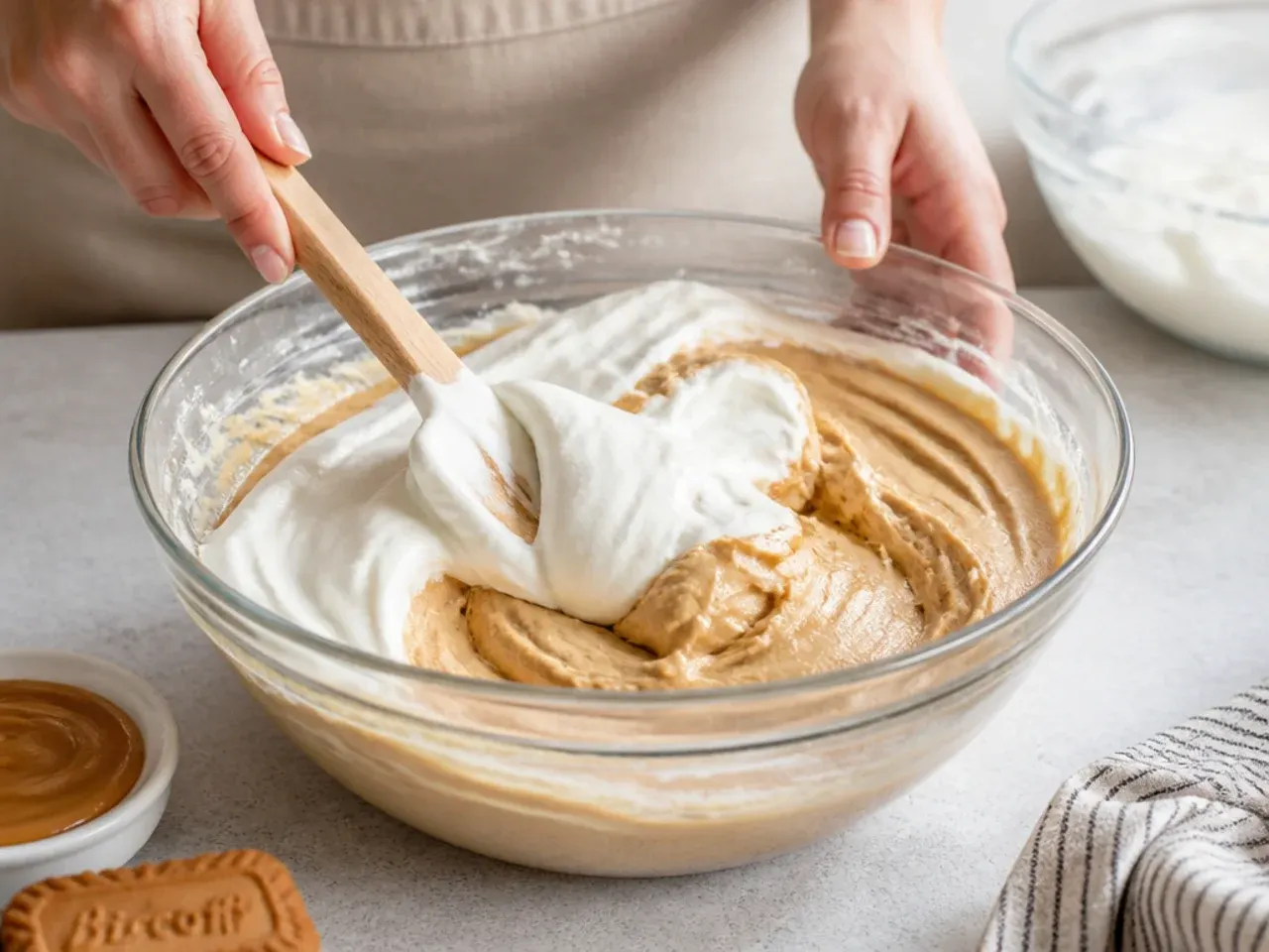 biscoff cheesecake for parties — step 3: whip in the cream