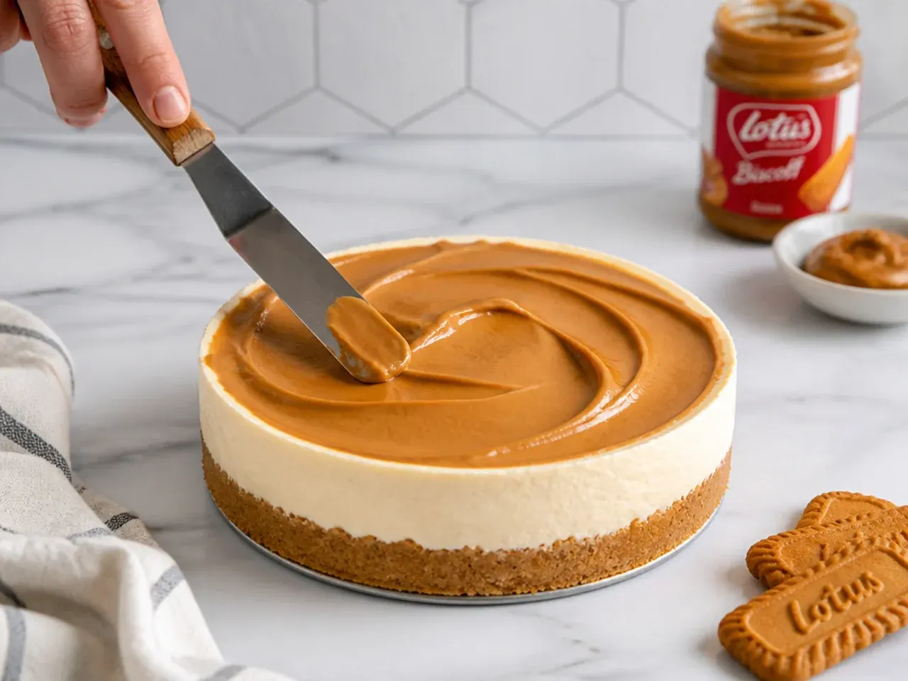 biscoff cheesecake for parties — step 6: add the biscoff topping
