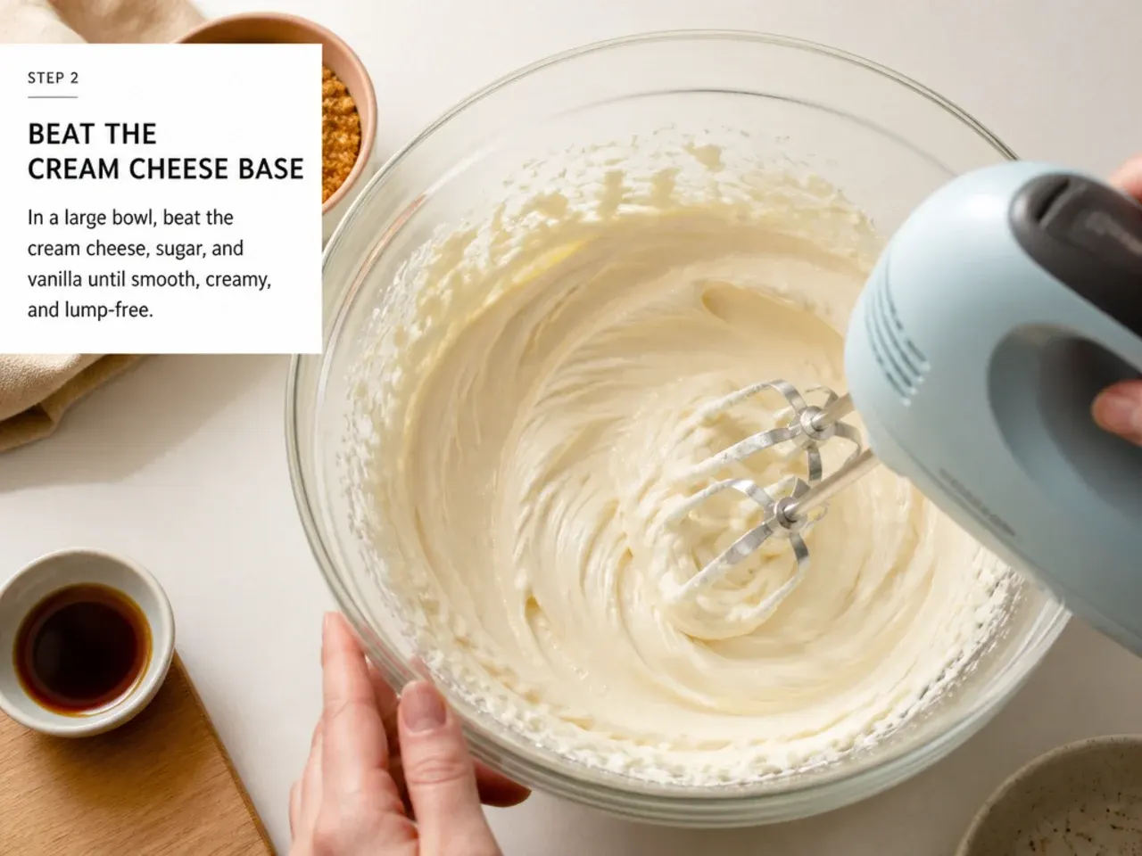 biscoff cheesecake how to — step 2: beat the cream cheese base