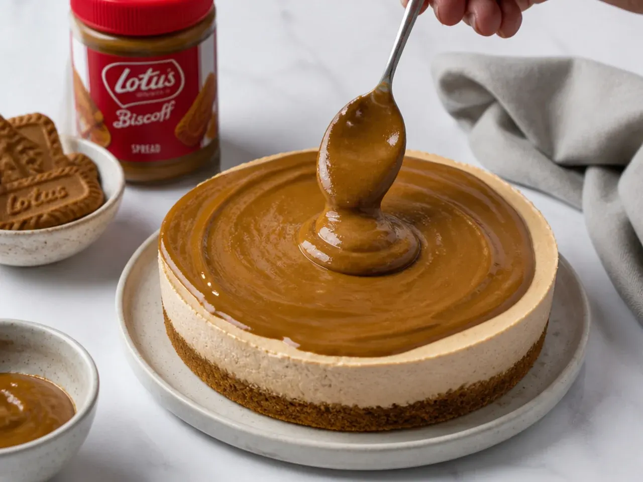 biscoff cheesecake recipe — step 6: add the biscoff topping