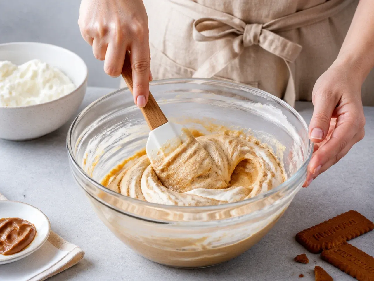 biscoff cheesecake toppings — step 4: whip and fold in the cream