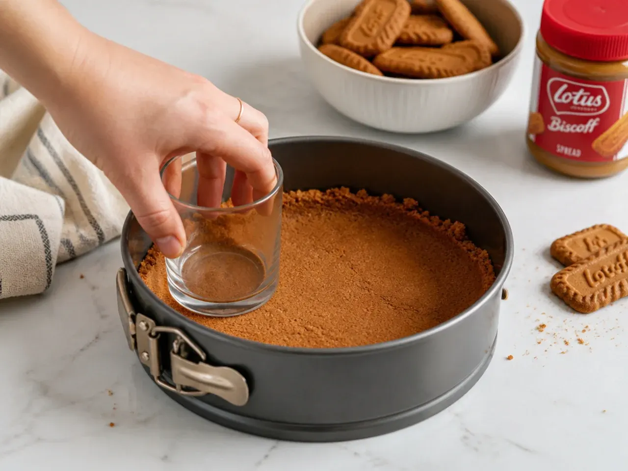 biscoff cheesecake variations — step 1: make the biscuit crust