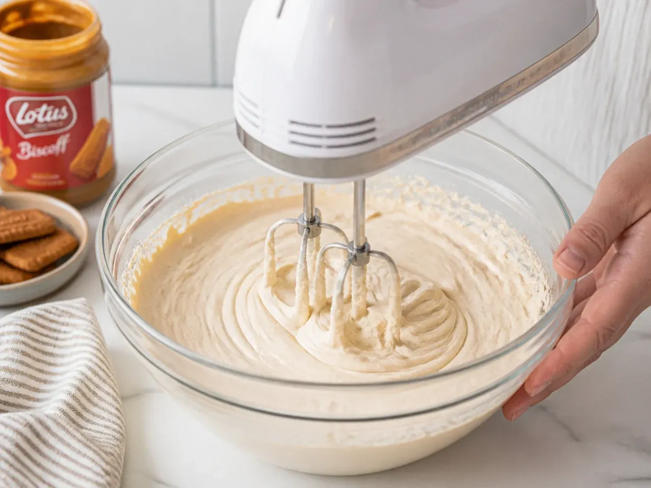 biscoff cheesecake variations — step 2: beat the cheesecake base