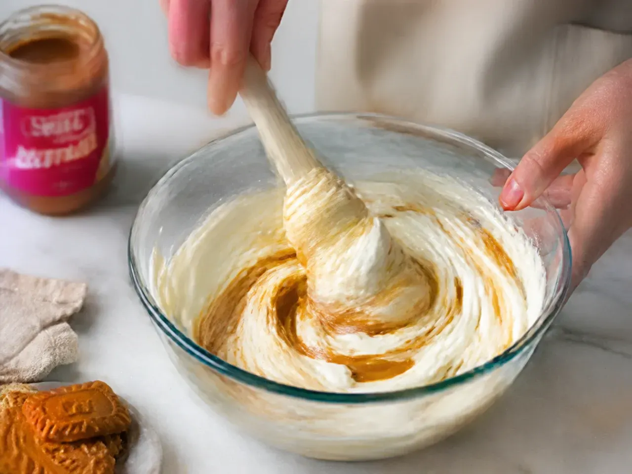biscoff cheesecake variations — step 4: fold and combine