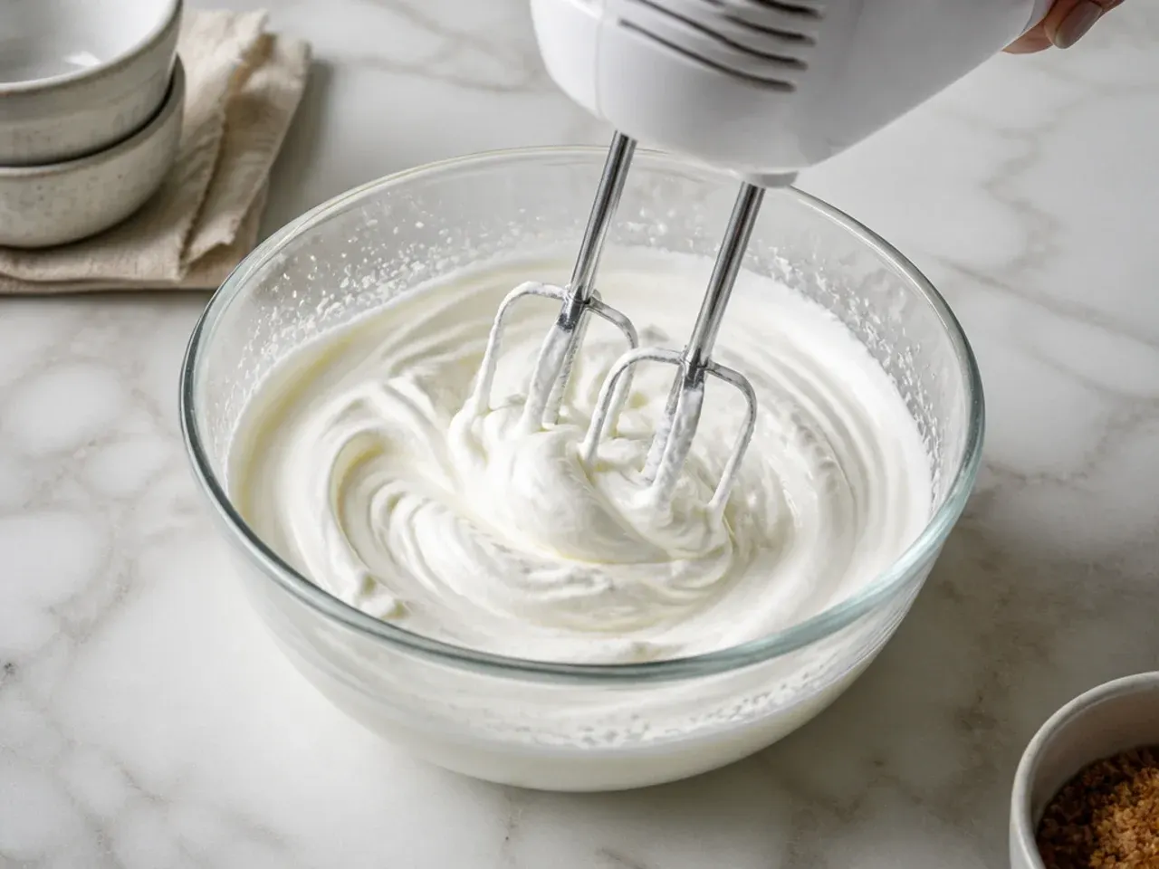 biscoff vs oreo cheesecake — step 2: whip the cream