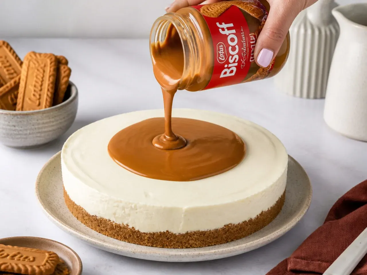 biscoff vs oreo cheesecake — step 6: add the biscoff topping