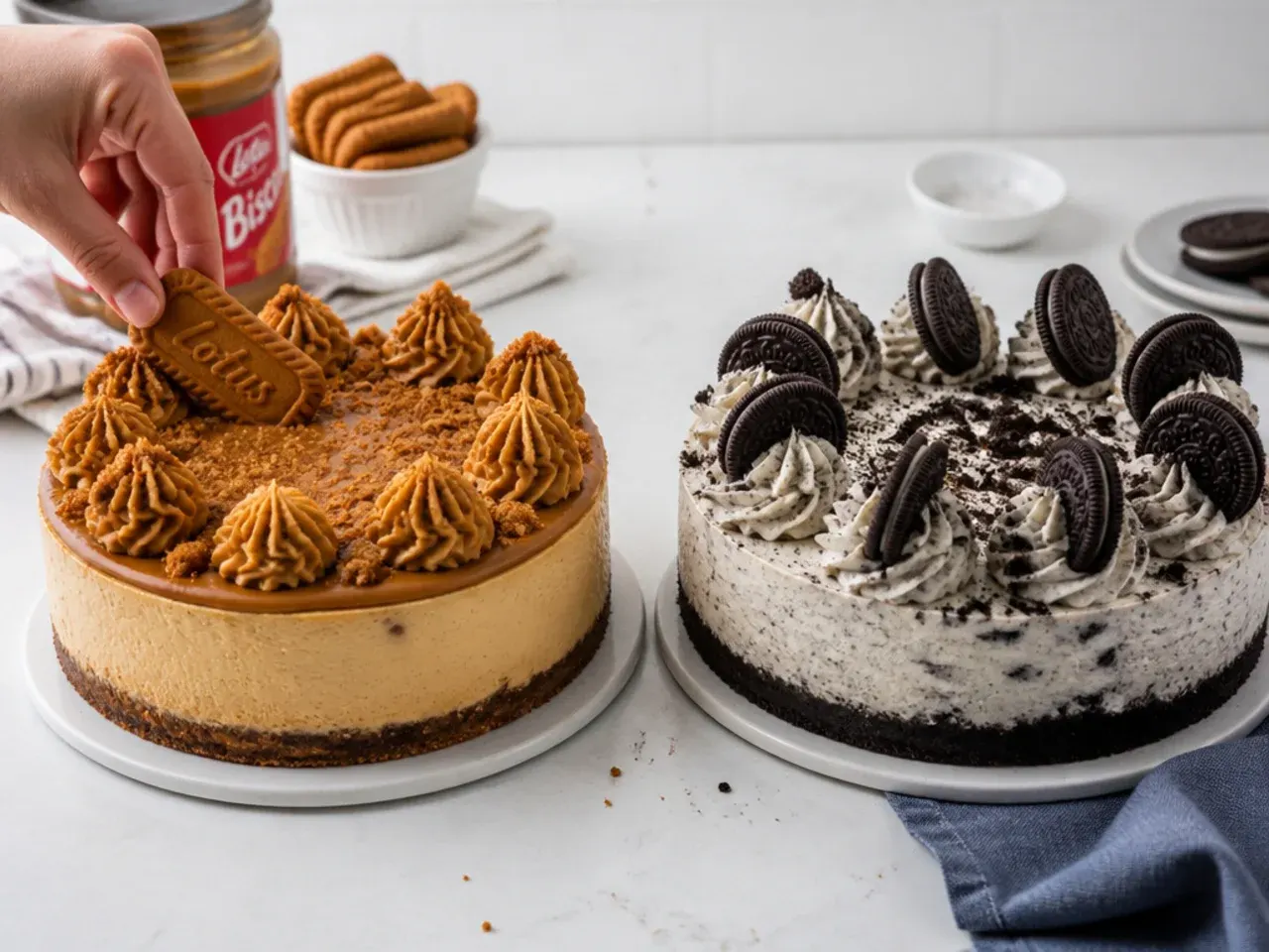 biscoff vs oreo cheesecake — step 7: decorate and serve