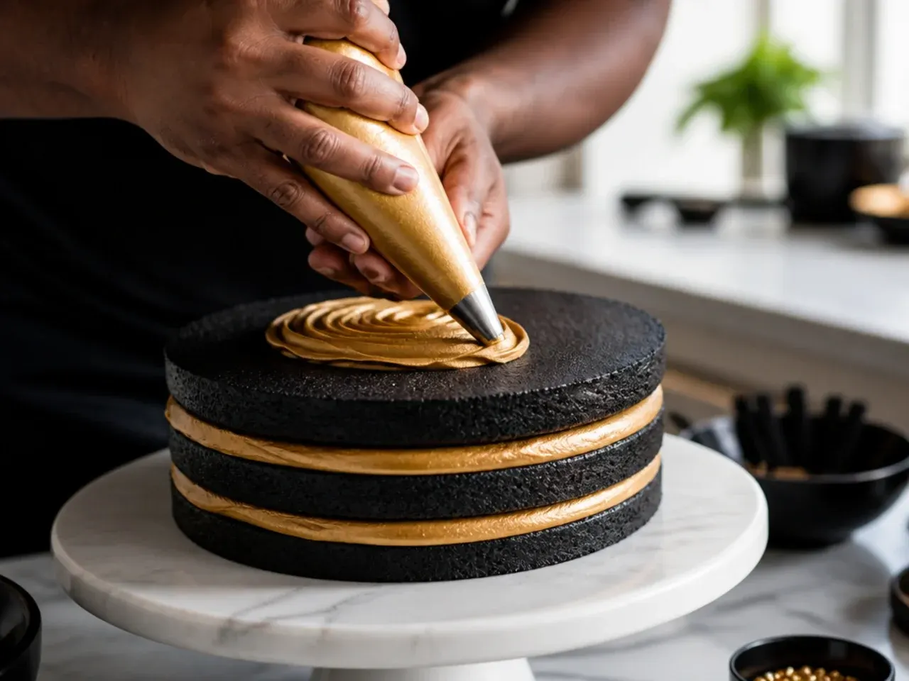 black and gold cake ideas for men recipe step 4