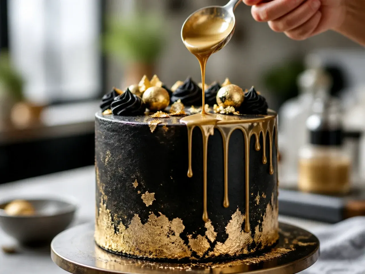 black and gold cake ideas for men recipe step 7