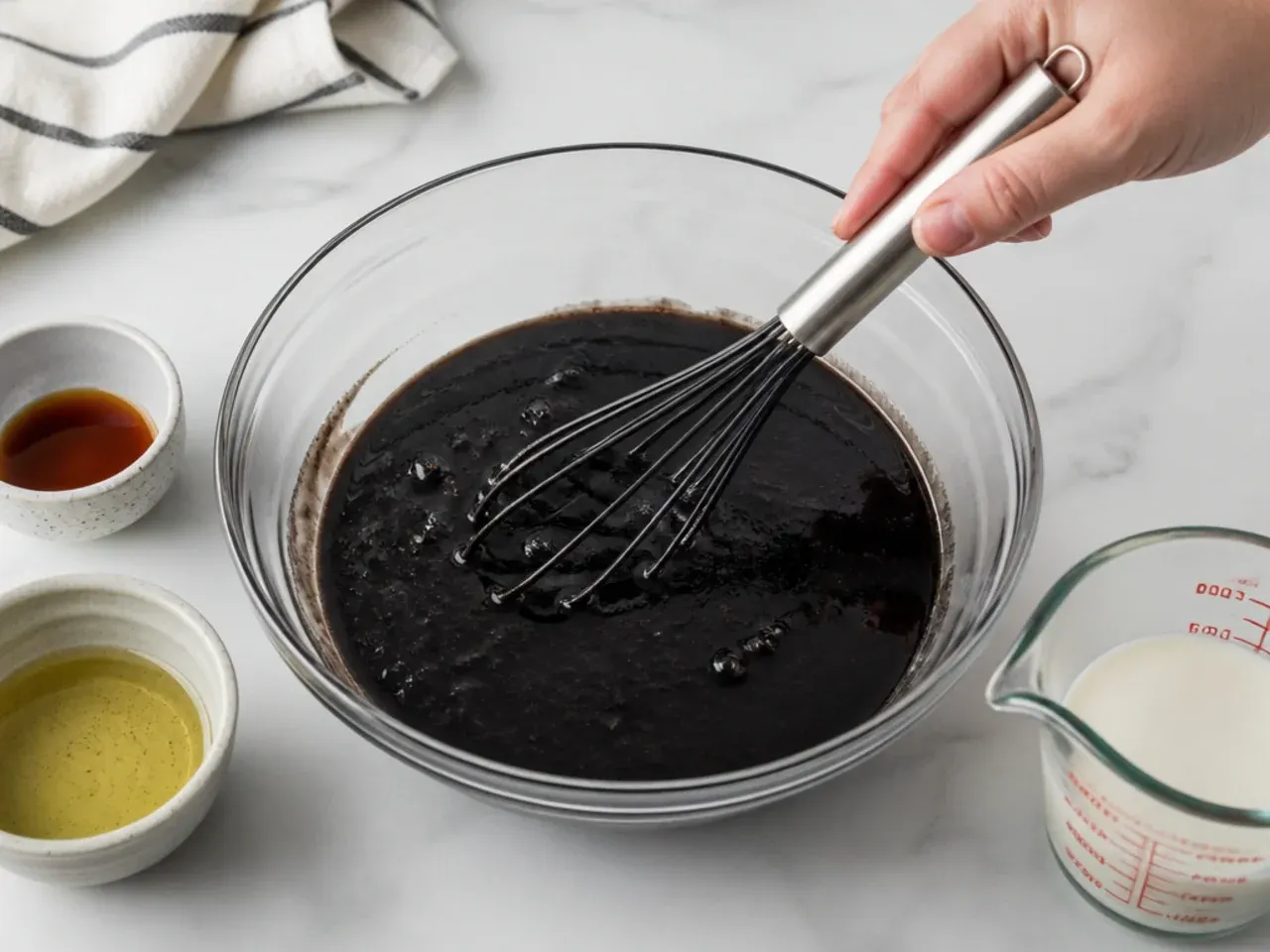 black birthday cake — step 3: combine the wet ingredients