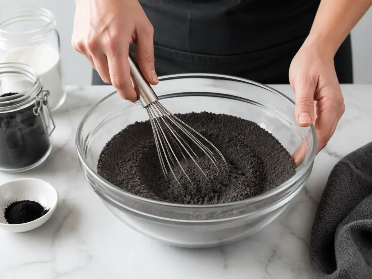 black cake designs — step 2: whisk the dry ingredients