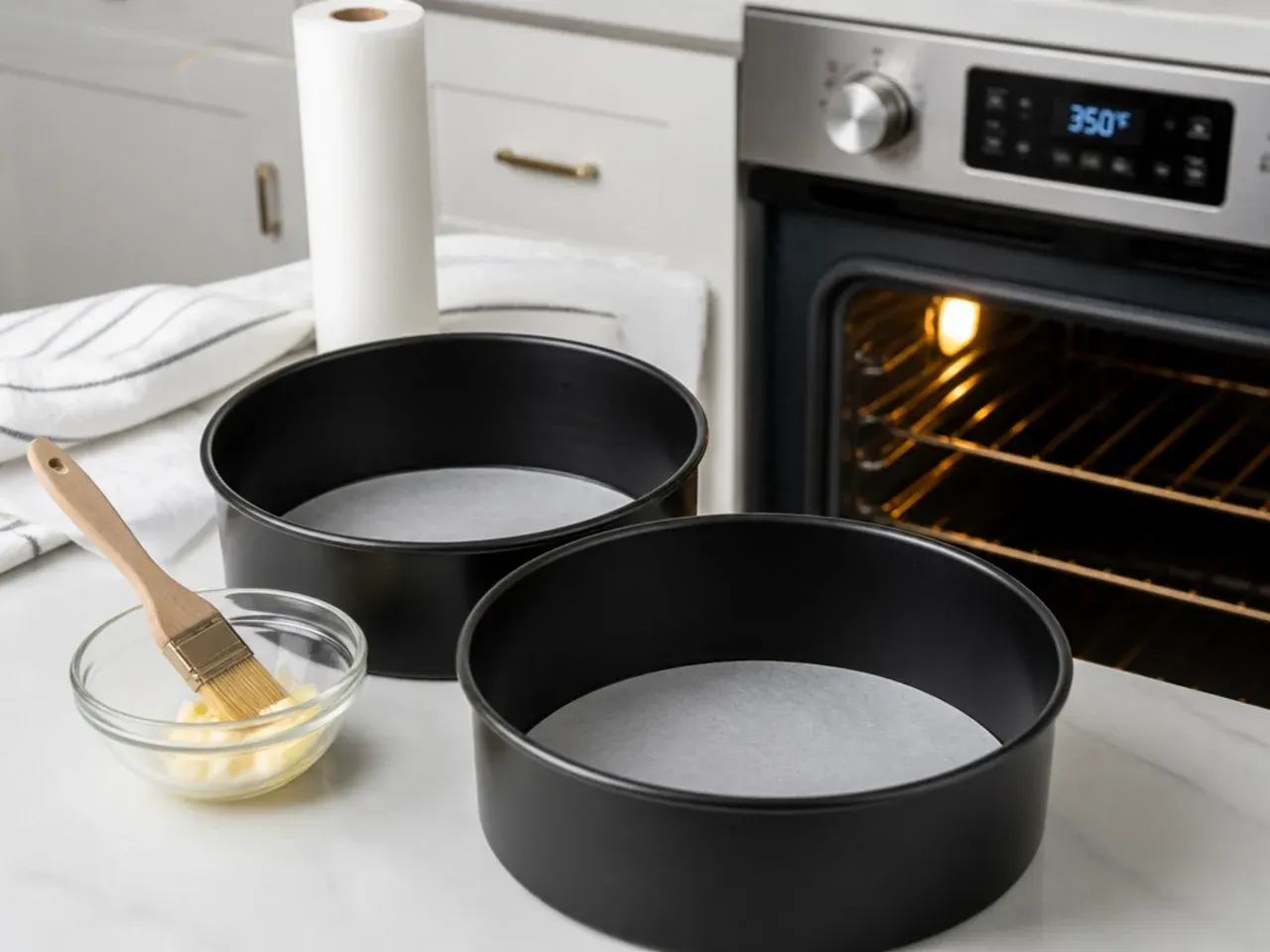 black cake for men — step 1: prep pans and oven