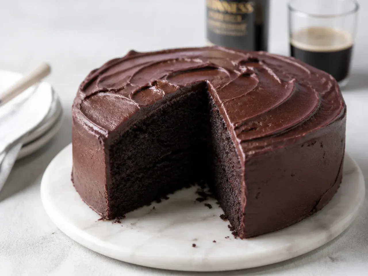 Bold espresso and stout black cake recipe with a deep dark crumb