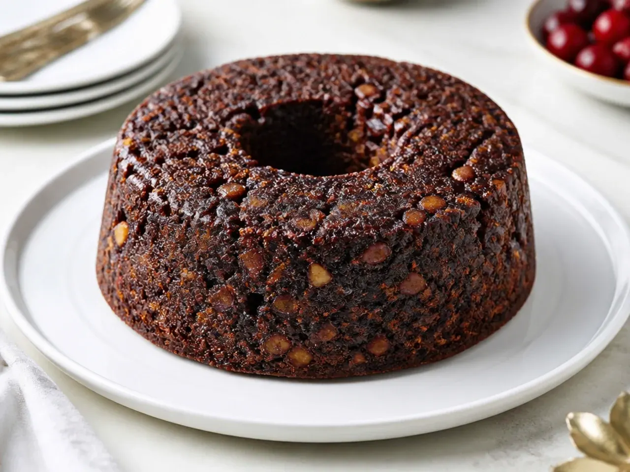 Light and delicate black cake recipe made with breadcrumbs for a softer crumb