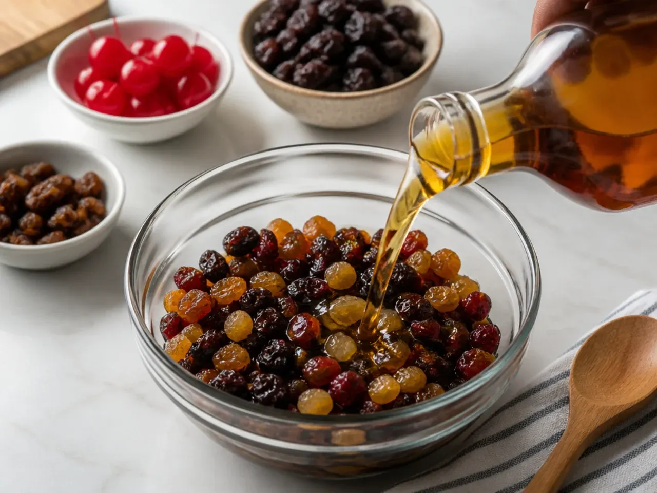 black cake vs fruit cake — step 1: soak the fruit