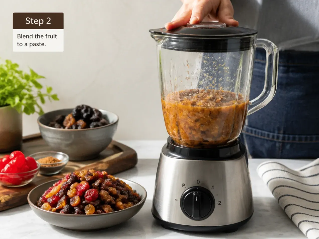 black cake vs fruit cake — step 2: blend the fruit to a paste