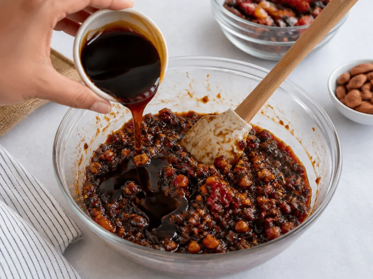 black cake vs fruit cake — step 5: add the fruit paste and browning