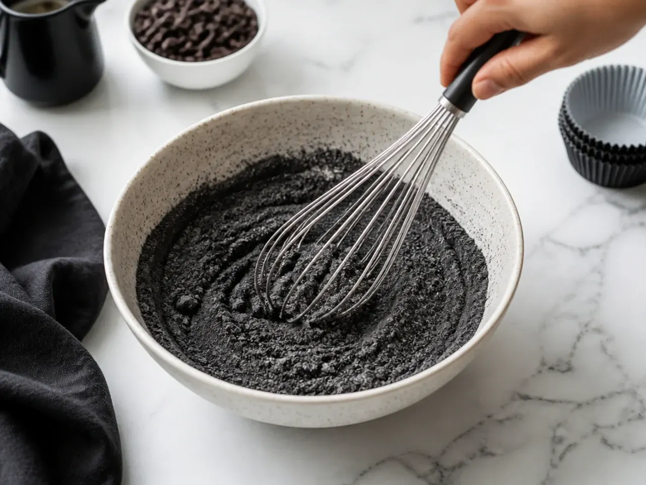 black cupcakes — step 2: whisk the dry ingredients
