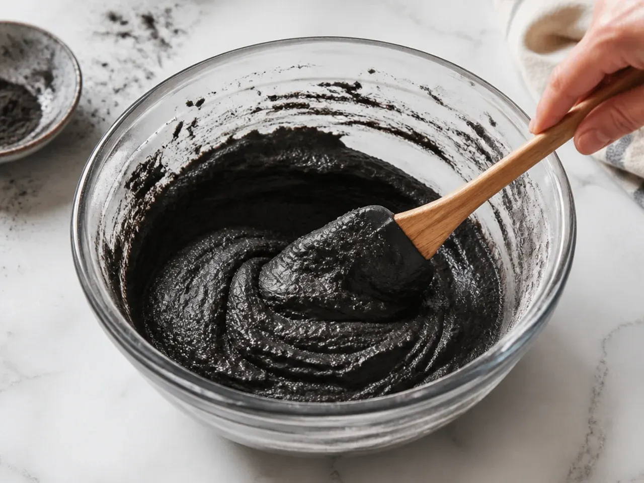 black cupcakes — step 4: bring the batter together