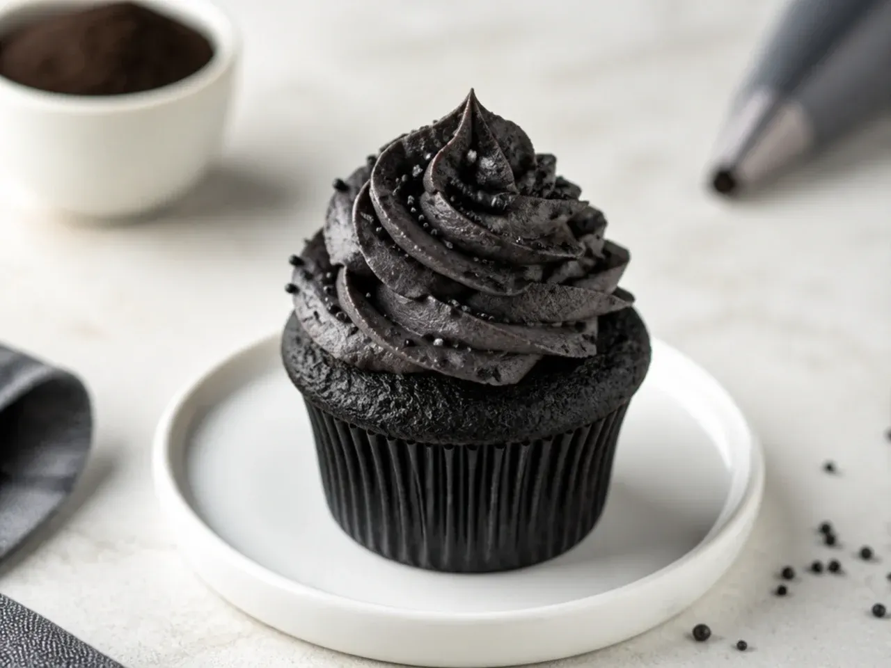 Tips for making black cupcakes with black cocoa and buttercream