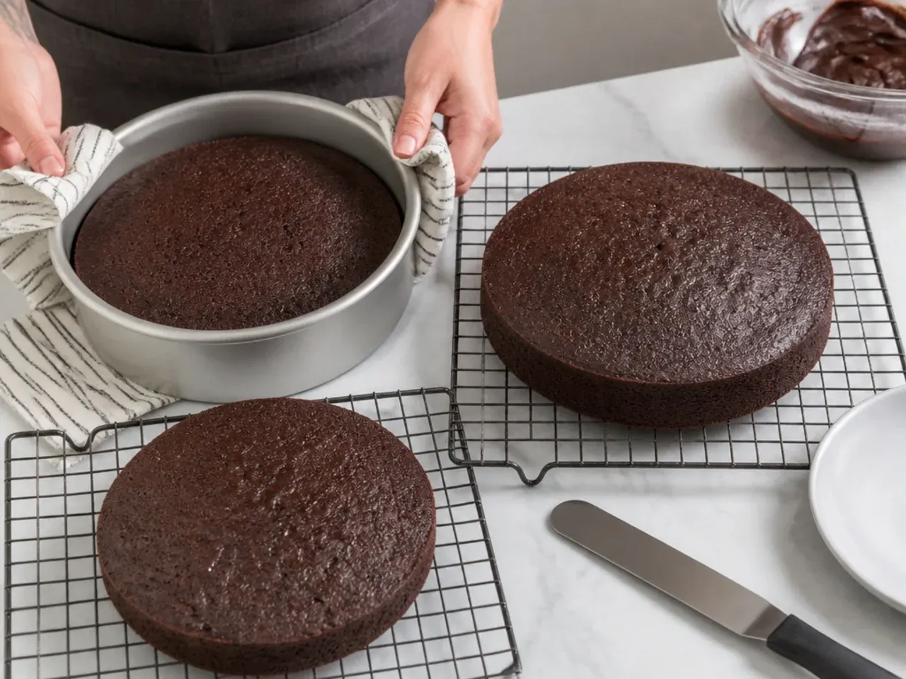 black drip cake — step 2: bake and cool the layers