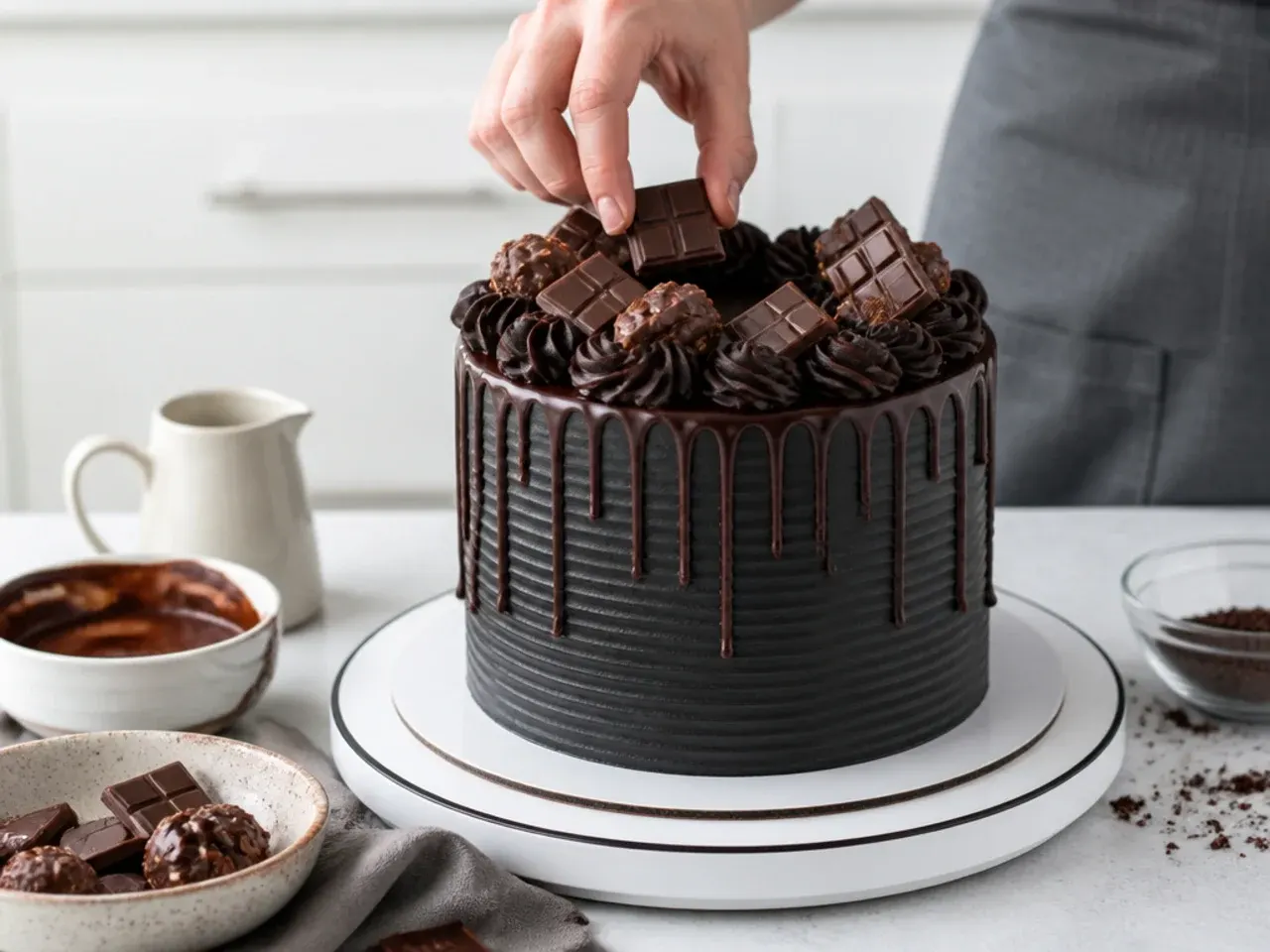 black drip cake — step 7: decorate and set