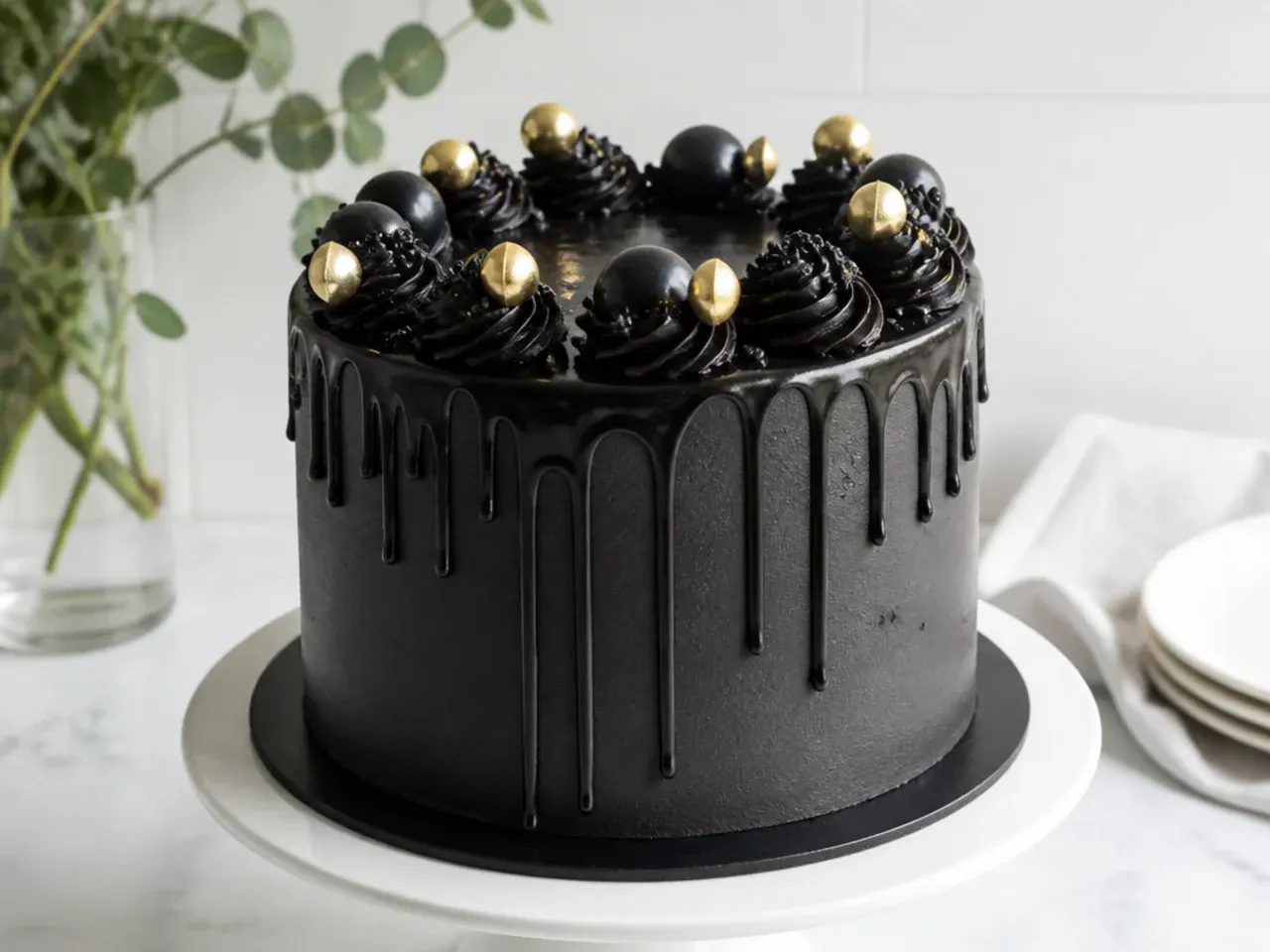 easy black drip cake for beginners two layers