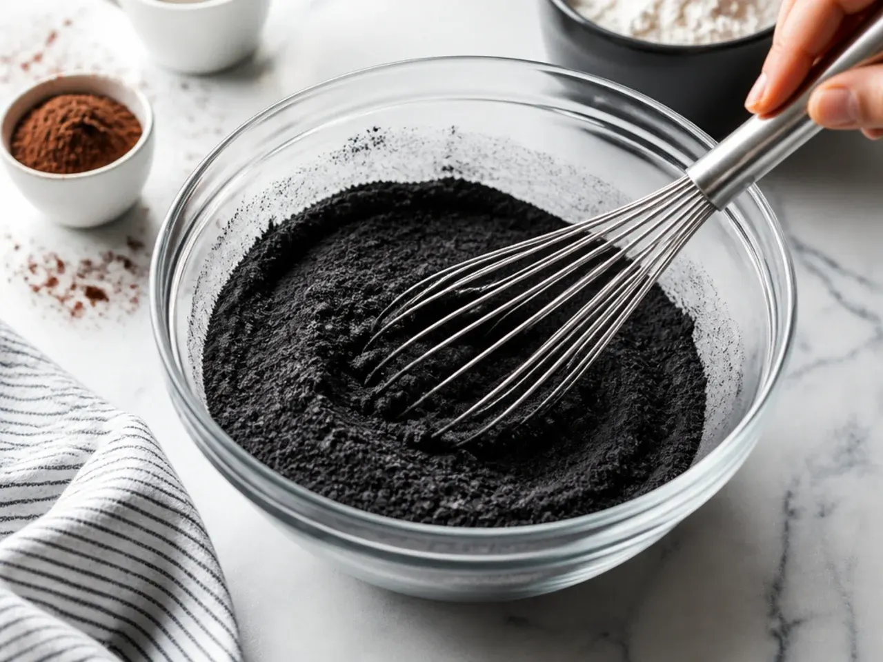 black velvet cake — step 2: whisk the dry ingredients