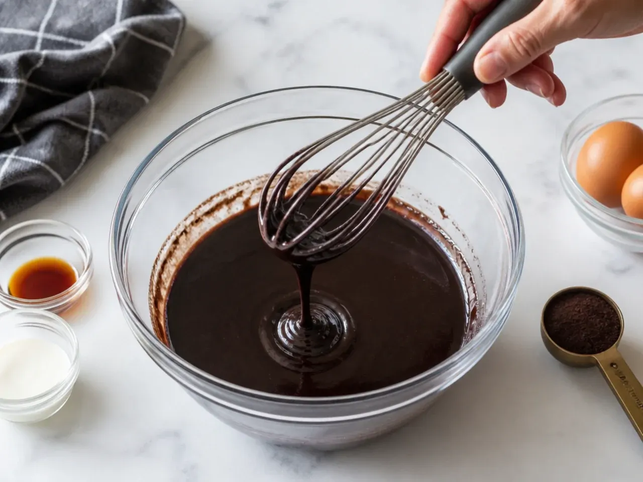 black velvet cake — step 3: combine the wet ingredients