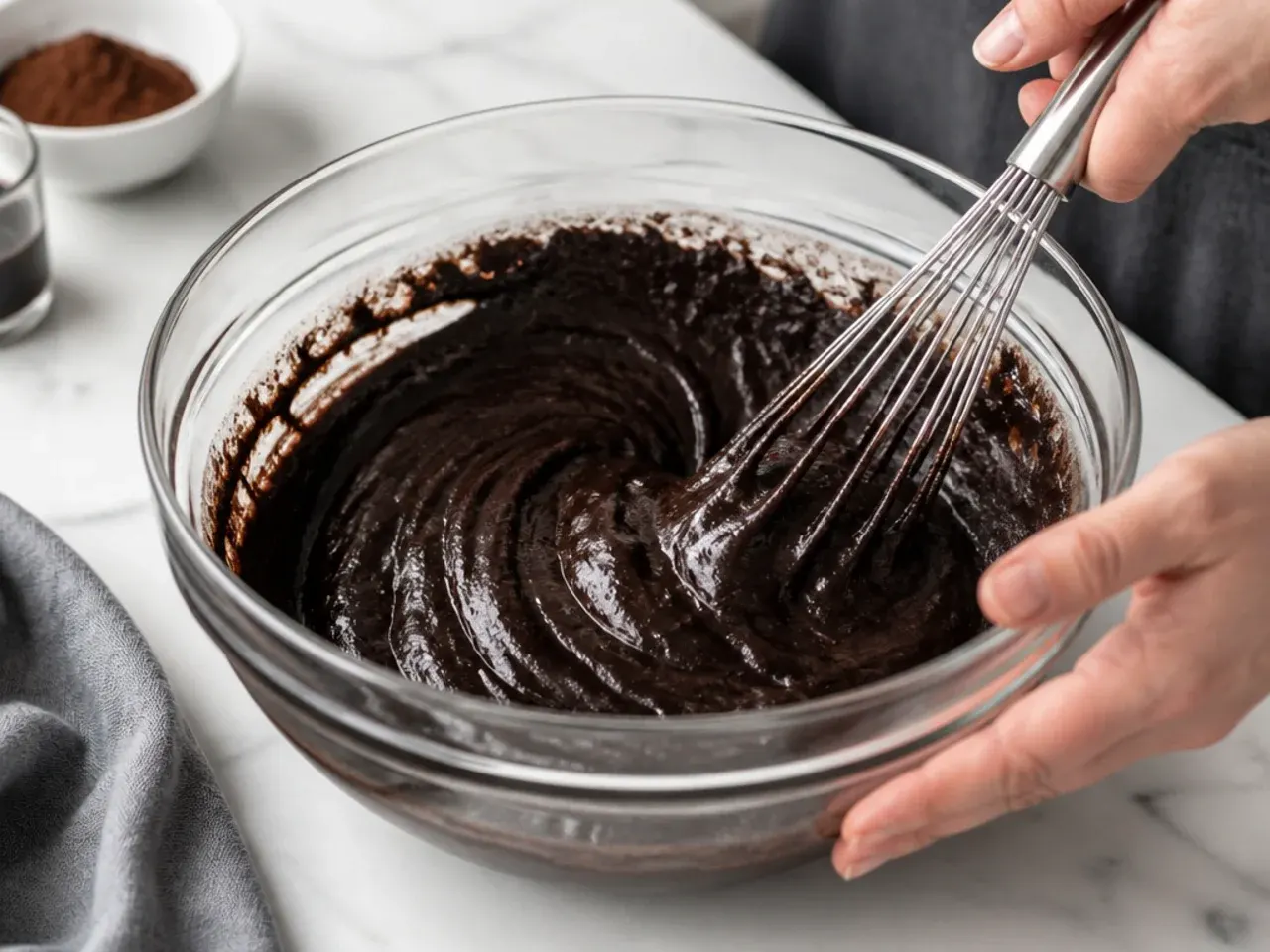 black velvet cake — step 4: bring the batter together