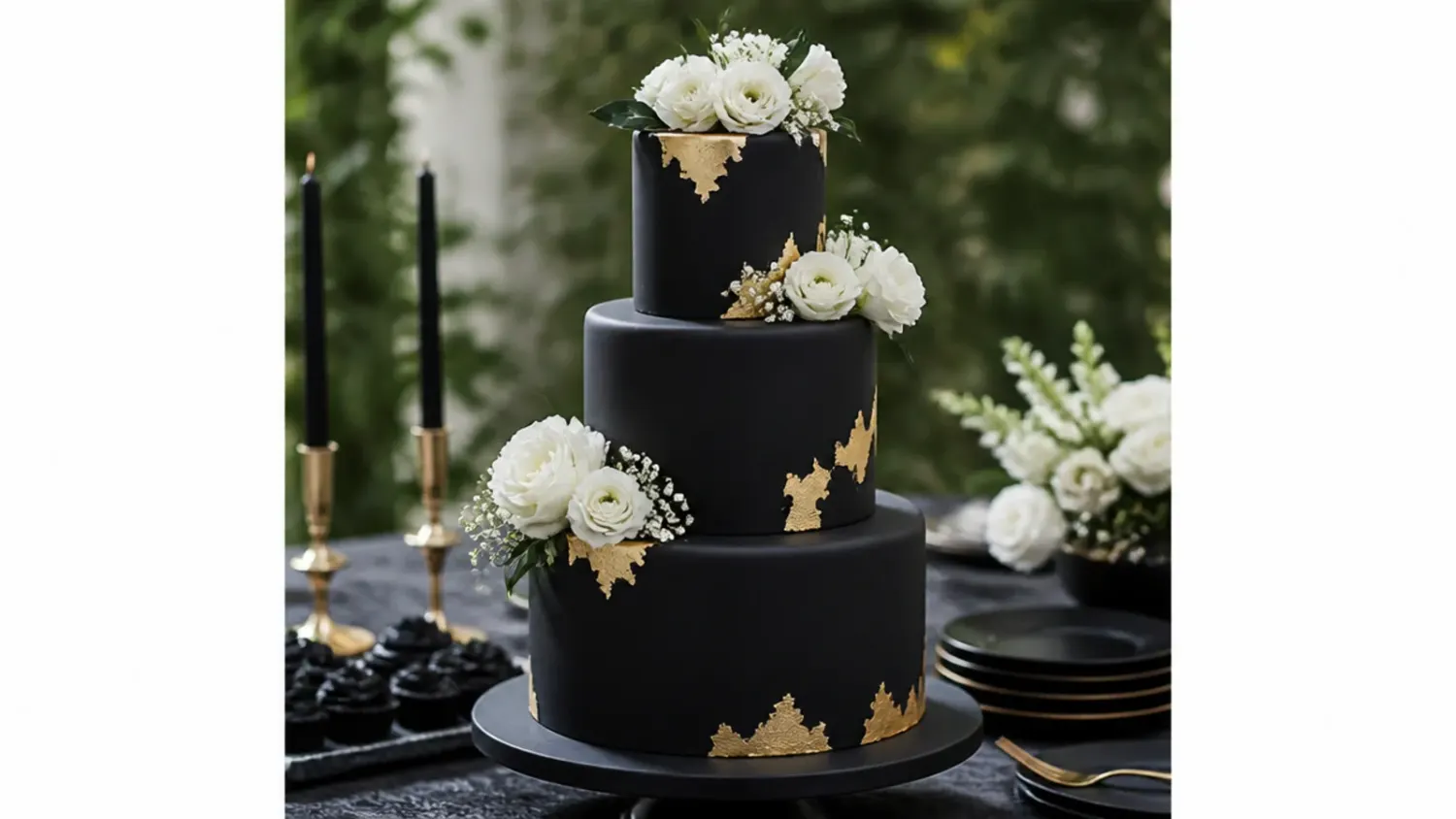 black wedding cake — 25 Stunning Black Wedding Cake Ideas