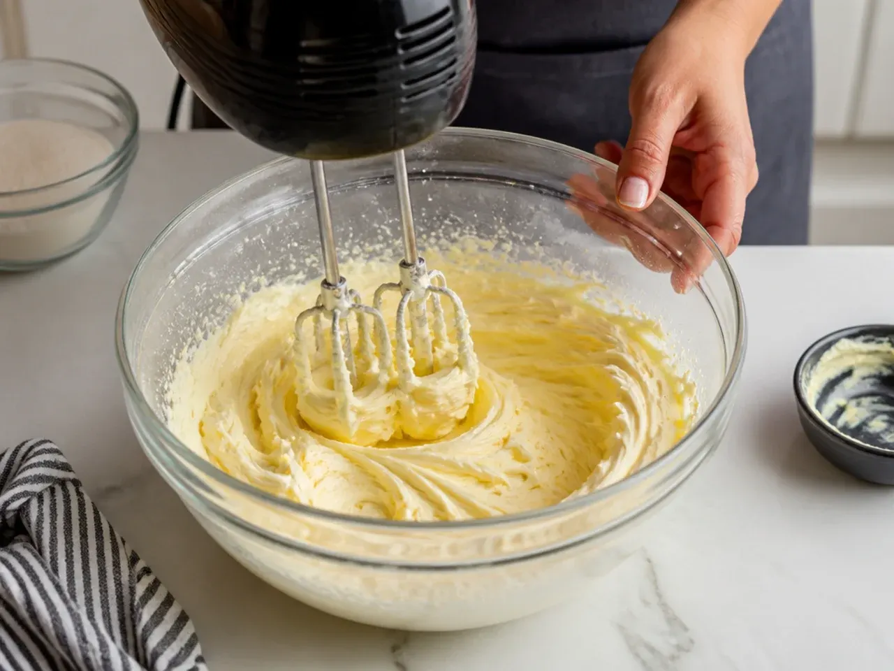 black wedding cake — step 4: cream butter and sugar