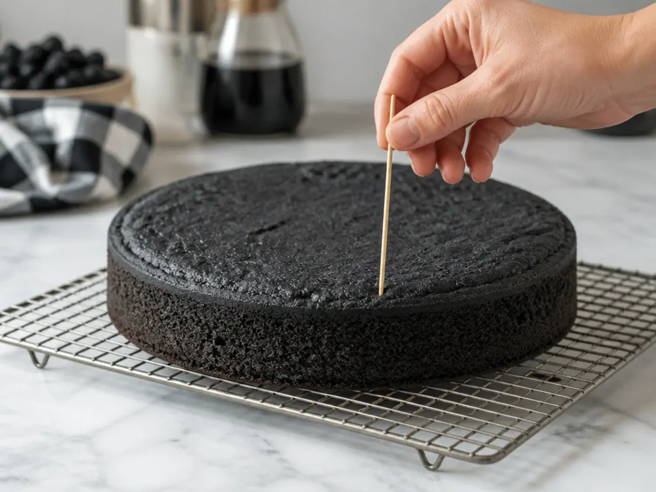 black wedding cake — step 7: bake low and slow, then feed