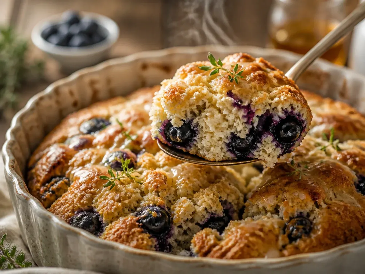 Blueberry scones drizzled with a glossy maple glaze on a wooden board