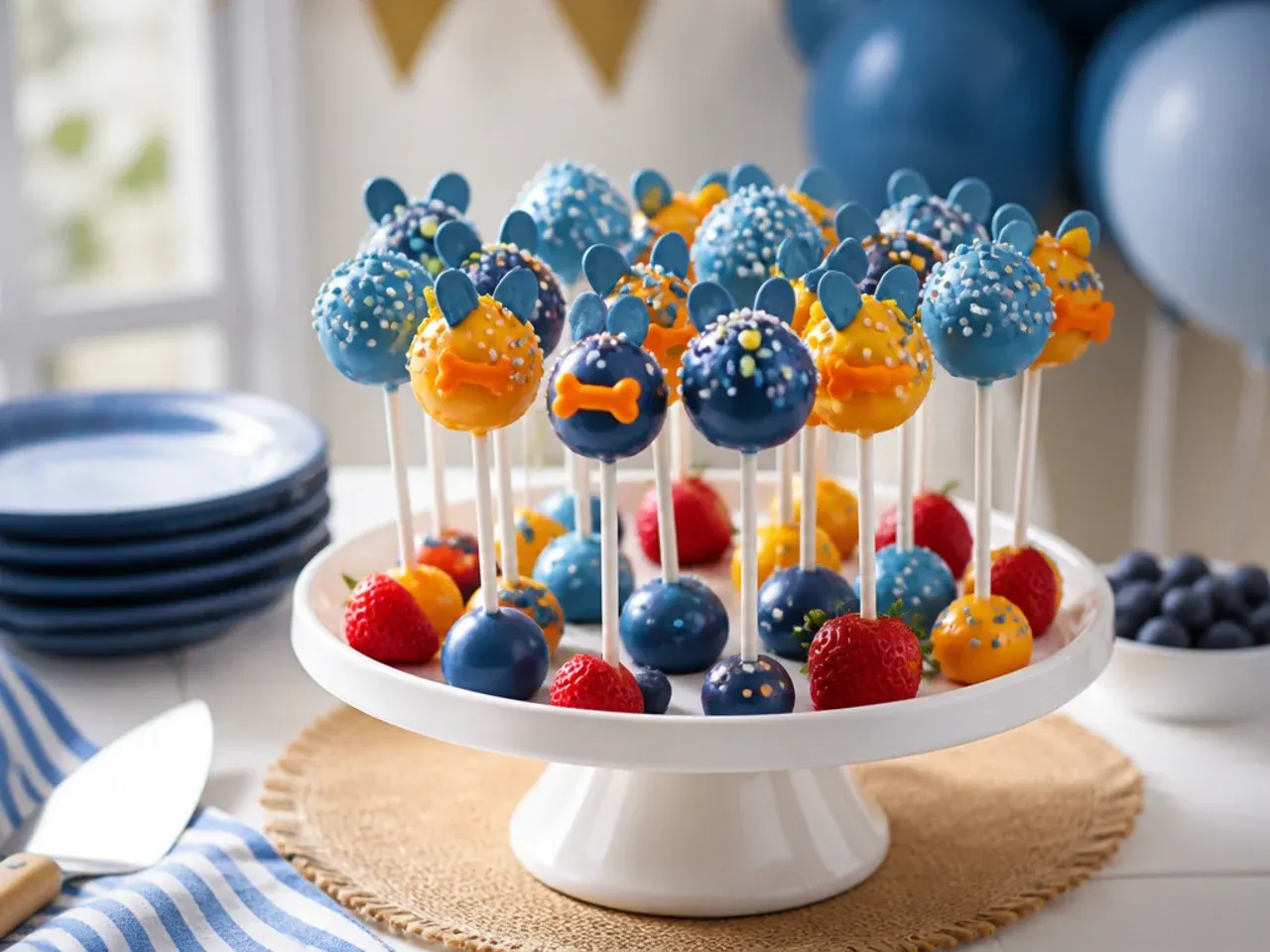 Children decorating plain white cake pops with sprinkles and edible pens