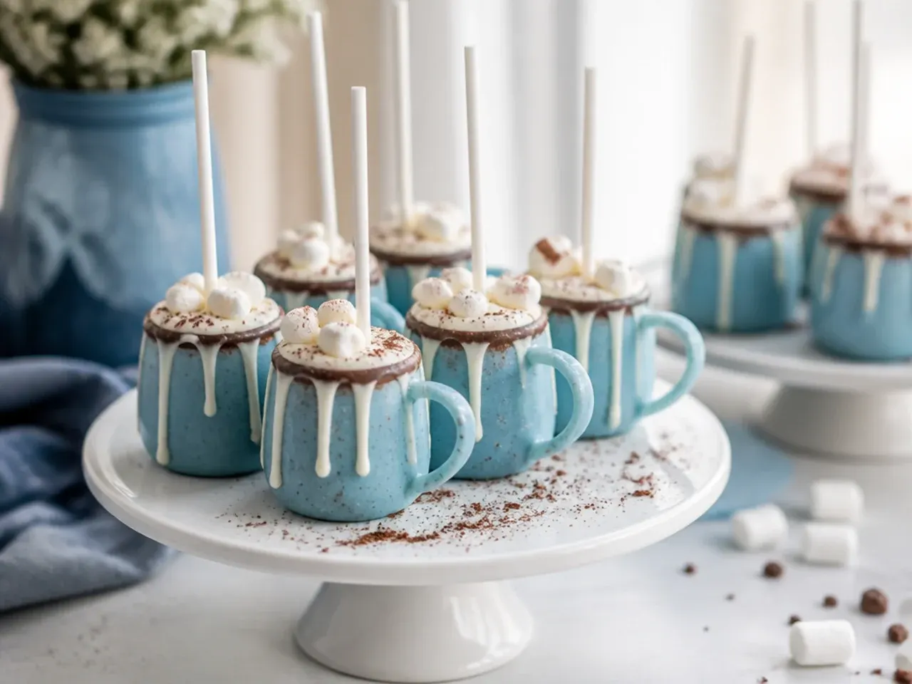 Mug-shaped cake pop with a white candy melt topping resembling cocoa