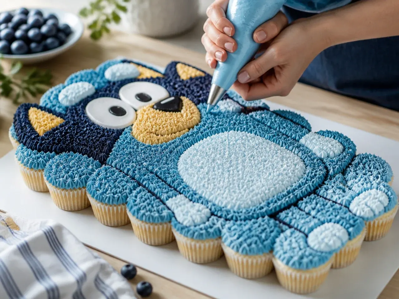 bluey cupcake cake ideas recipe step 7