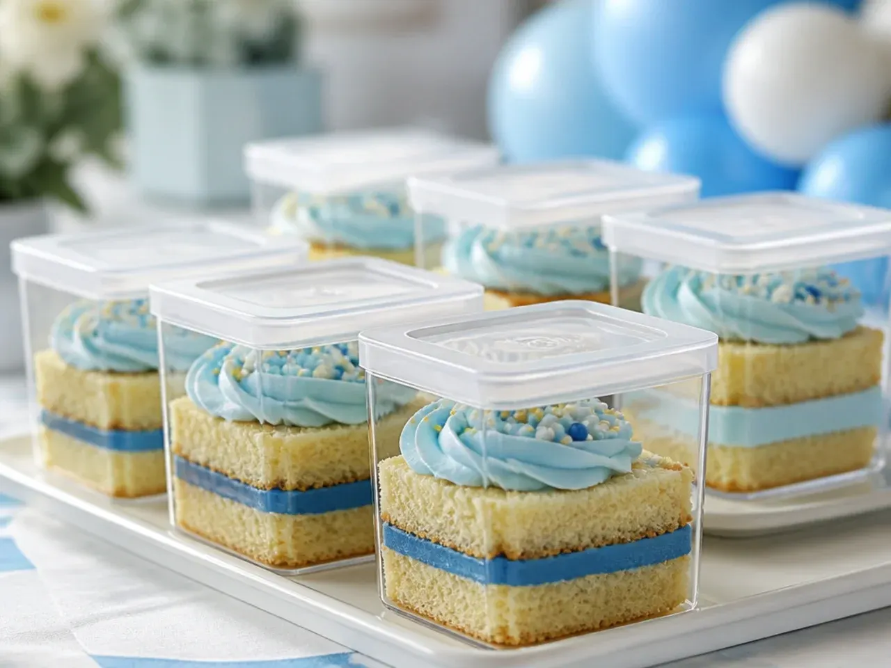Decorated cupcakes stored loosely covered in a box at room temperature