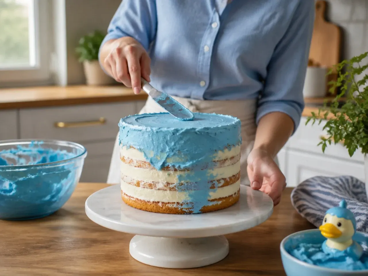 bluey duck cake ideas recipe step 5