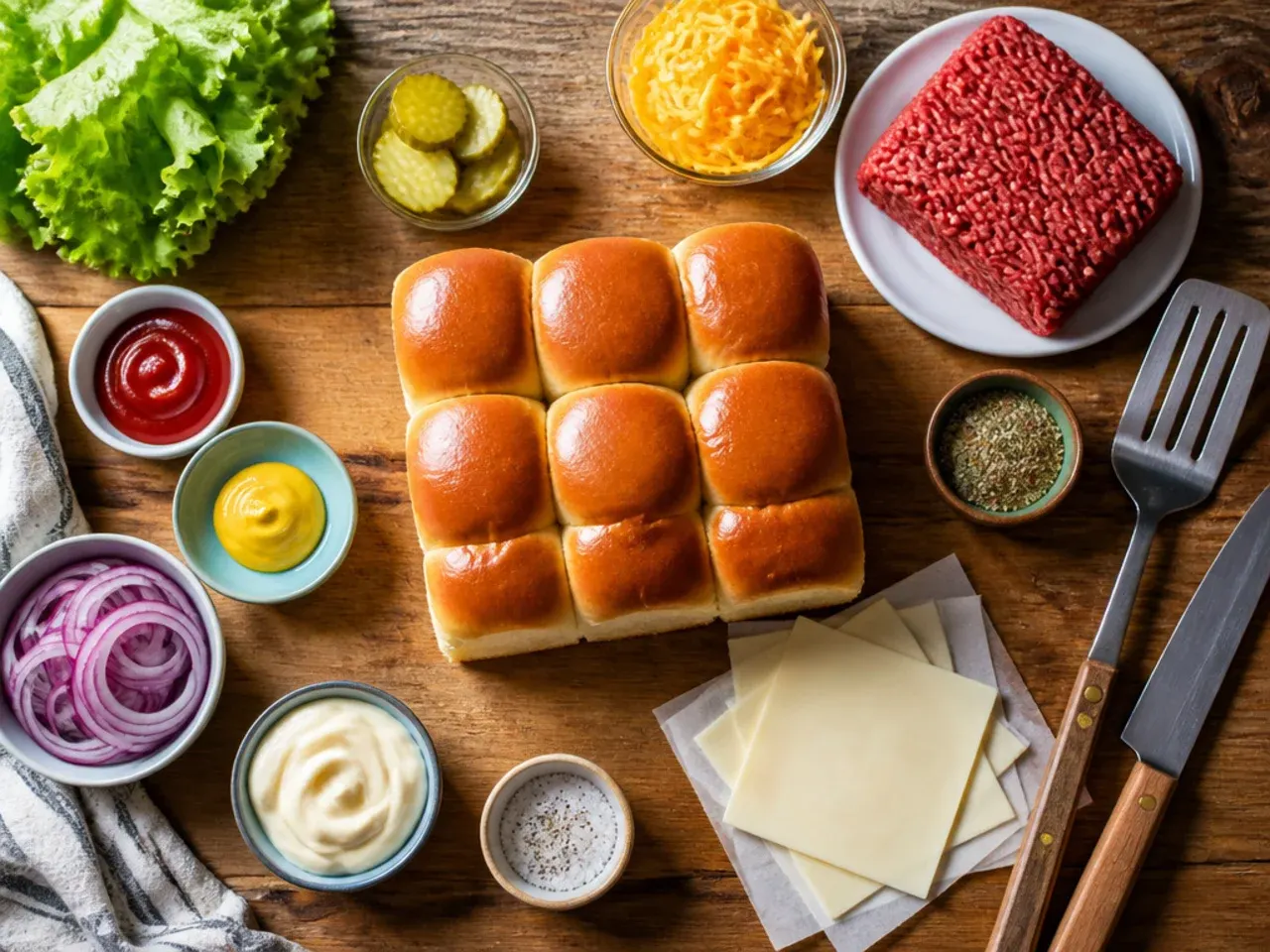 Close-up of golden, evenly baked slider tops fresh from the oven