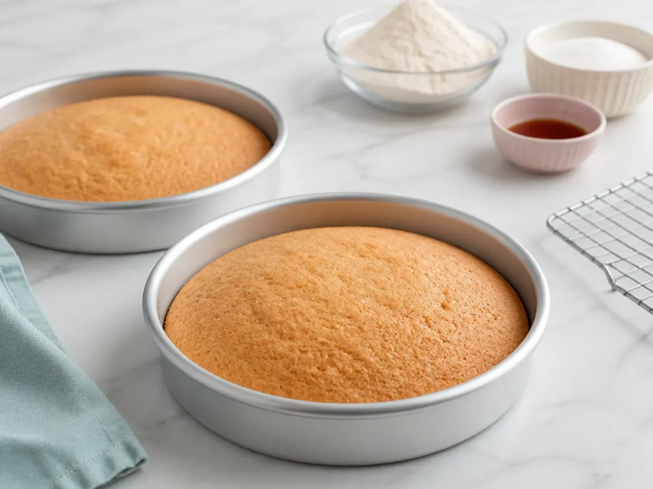 buttercream dinosaur cake — step 1: bake the vanilla sponge layers