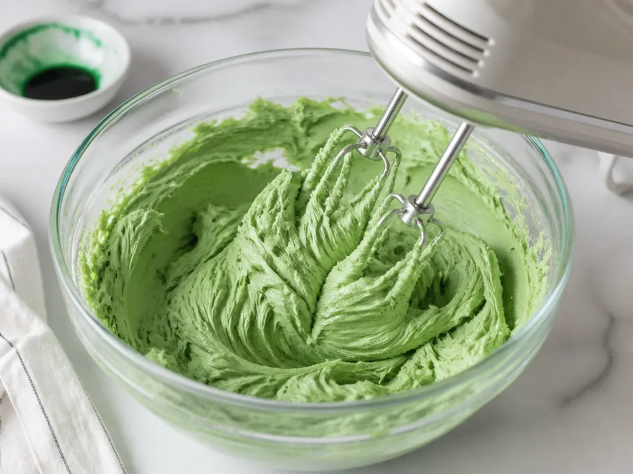 buttercream dinosaur cake — step 2: whip the sturdy green buttercream