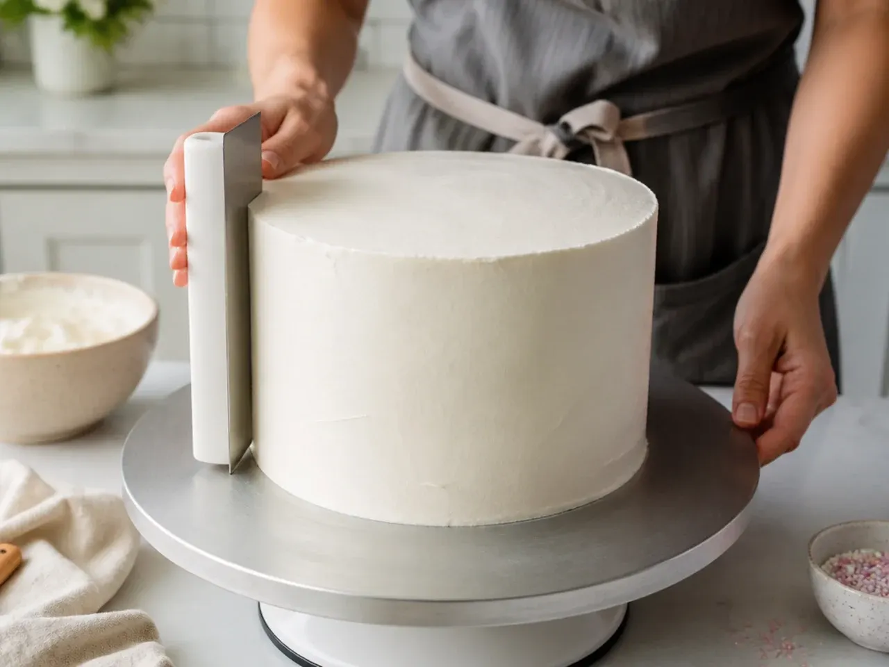 buttercream unicorn cake — step 4: apply the smooth final coat