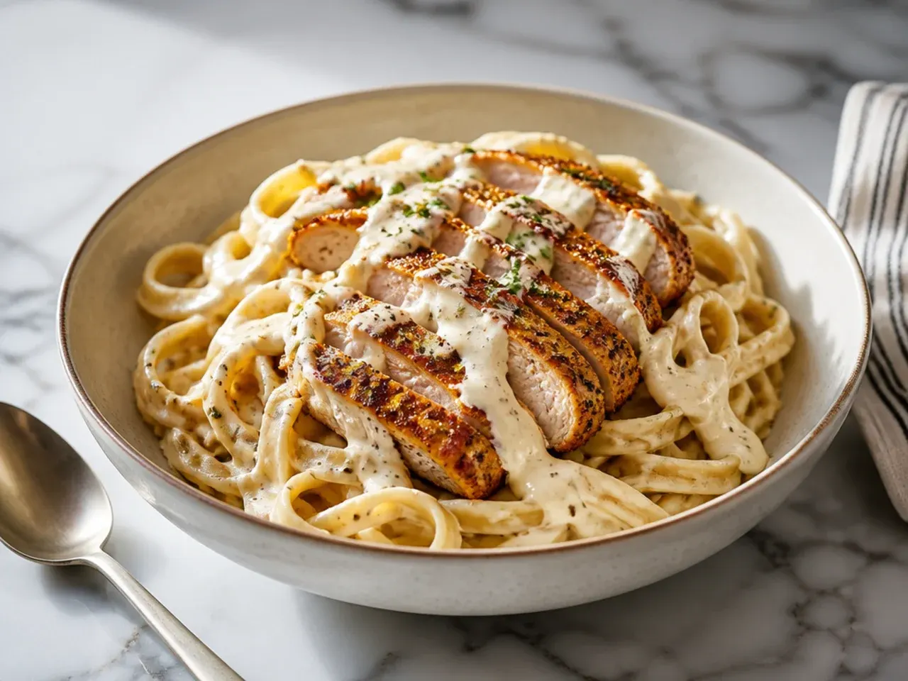 Slow cooker filled with shredded cajun chicken in creamy sauce